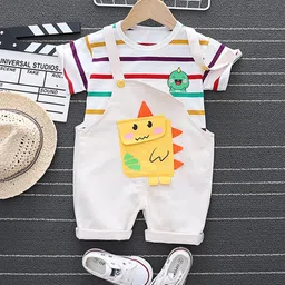 Bold N Elegant Infants Dinosaur Printed Short Dungaree With T-Shirt-image-49