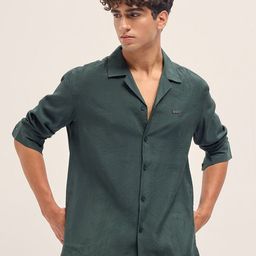 THE BEAR HOUSE Men Oversized Fit Solid Cuban Collar Casual Shirt-picture-27