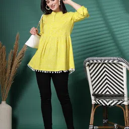 Sangria Printed Cotton Peplum Top-image-2