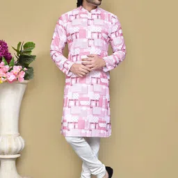 RANAK Men Printed Regular Pure Cotton Kurta with Pyjamas-picture-29
