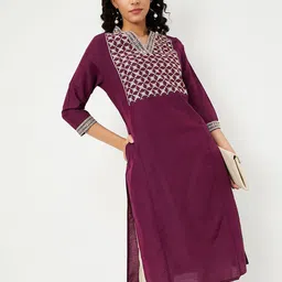 max Women Geometric Embroidered Flared Sleeves Thread Work Kurta-image-62