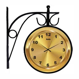 Nutts Black & Gold-Toned Double Sided Analogue Vintage Wall Clock-image-65