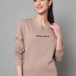 GRIFFEL Women Typography Printed Round Neck Sweatshirt-image-2