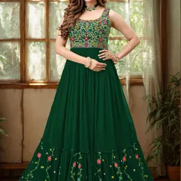 Moda Rapido Women Floral Embroidered Georgette Maxi Dress-image-90
