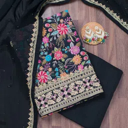 Koskii Floral Embellished Beads and Stones Unstitched Dress Material-image-87