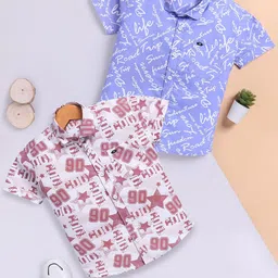 Toonyport Boys Pack of 2 Graphic Printed Regular Fit Casual Cotton Shirt-image-96