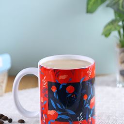 PENTADECO Red & Blue Printed Ceramic Glossy Mugs Set of Cups and Mugs-49