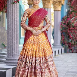 LADY SHOPI Woven Design Ready to Wear Lehenga & Unstitched Blouse With Dupatta-picture-19