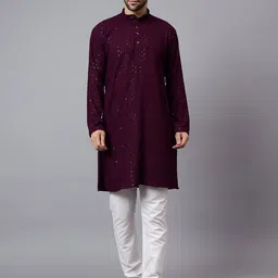 Yugnik Men Embroidered Regular Kurta with Pyjamas-image-72