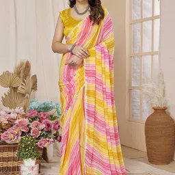 LeeliPeeri Designer Striped Gotta Patti Poly Georgette Saree-image-62