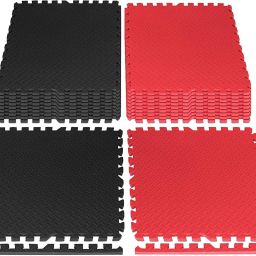 EVA Foam Interlocking Tiles Floor MATS for Gym -Pack of 6 RED, BLACK 10mm Exercise 10 MM mm Yoga Mat-image-79