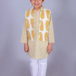 FabJunior Boys Mustard Pure Cotton Kurta Sets-image-48