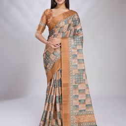 KALINI Ethnic Motifs Printed Saree With Blouse Piece-picture-7