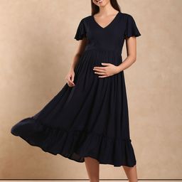 Aanyor Maternity Fit & Flare Maxi Dress-image-89