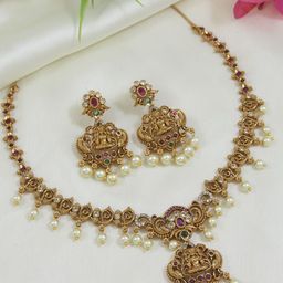 SGA FASHION Gold-Plated American Diamond-Studded & Beaded Jewellery Set-image-30