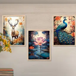 Bird and Animal Wall Art With Frame Home Decor Wall Painting For Living Room Office Bedroom-89
