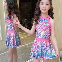 YK Girls Printed Swim Dress-49