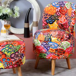 Shadowkart Red & Yellow 2 Pieces Printed Pouffes Ottomans-20