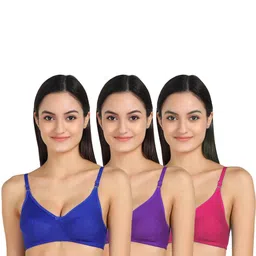 Women Cotton Blue,Purple,Pink Non Padded Non-Wired Lingerie Bra Sport wear Gym Crop Tank Top-image-38