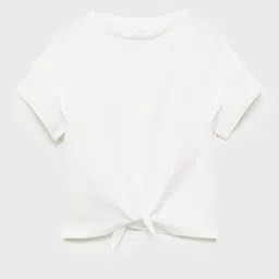 Mango Kids Girls Pure Cotton T-shirt with Tie-Up Detail-image-48