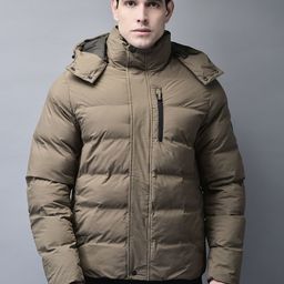Woodland Men Hooded Solid Casual Puffer Jacket-image-76