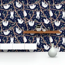 ArtzFolio Printed UV-Resistant Anti-Bacterial Baby Sloth Hanging On Tree Peel & Stick Wallpaper-image-66
