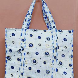 Gulaab Jaipur Geometric Printed Cotton Tote Bag-39