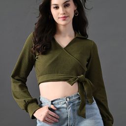 The Roadster Lifestyle Co Crop Top With Full Sleeves-image-27