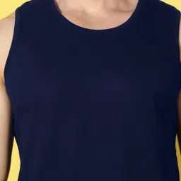 WOOSTRO Pack Of 2 Printed Combed Cotton Gym Vests VWS26(ALONE RUST)(PLAIN NAVY) image 4