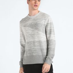 flying machine Men Woven Crew Neck Grey Sweater-picture-9