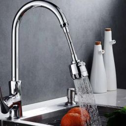 ABS, Stainless Steel 360 Degree Rotation Bubbler Saving Water Faucet/tap, Filter Shower Head Nozzle Adapter, Silver, Chrome Finish Pillar Tap Faucet-image-48