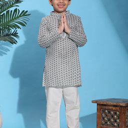 Cutiekins Boys Chevron Printed Gotta Patti Straight Kurta With Pyjamas-image-59