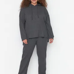 Trendyol Ribbed Hooded Sweater & Trousers Co-Ord Set-9