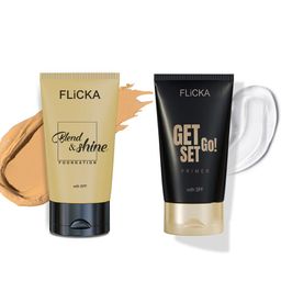 FLiCKA 2Pcs Makeup Combo - Get Set Go SPF Primer & Blend Shine Foundation with SPF-2