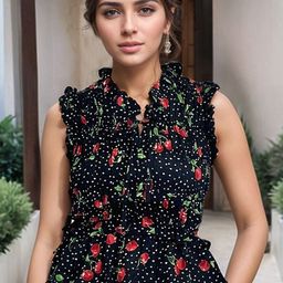 DressBerry Floral Print Net Shirt Style Top-image-8