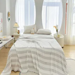 JC HOME Grey & White Floral Mild Winter 300 GSM Double Bed Blanket-image-26