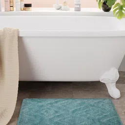 Bichauna Blue Textured 1300 GSM Rectangular Bath Rug-picture-22