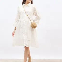 Styli Women Bell Sleeve Shirt Dress-picture-21