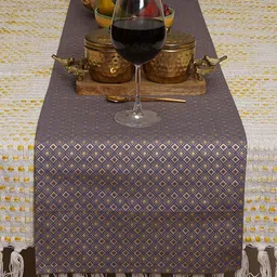 Ratan Cart Purple & Gold-Toned Geometric Printed Rectangular Table Runners-5