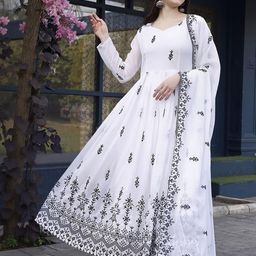 Fabtown Women White Silk Georgette Kurta Sets-image-12