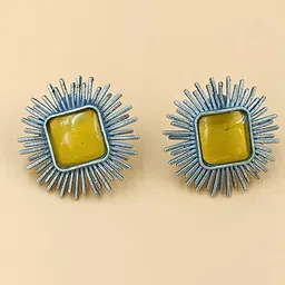 BLACKBOX Artificial Stones Studded Square Shaped Oxidised Studs image 5