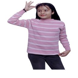 Selcan Girls Striped Woollen Sweater Vest-image-34