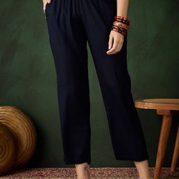 Sangria Women Mid Rise Ankle Length Trousers-picture-17