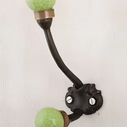 IndianShelf Green Crackle Printed Ceramic Wall Hook-image-70