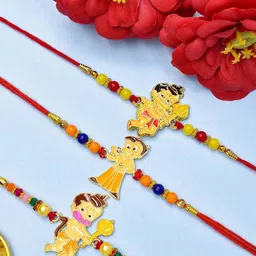 MEIRA JEWELLERY 3P Religious Hanumanji and Chota Bheem Combo Rakhi for brothers kids Gold-image-25