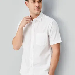 max Men Solid Regular Fit Cutaway Collar Cotton Casual Shirt-image-76