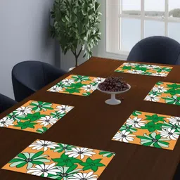 LooMantha Yellow & Green 6 Pieces Rectangle Shaped Printed Table Placemats image 1