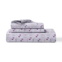 LINENWALAS Happy Sleeping Lavender Printed Cotton 210 TC King Bedsheet Set 1.82 m x 1.98 m-image-21