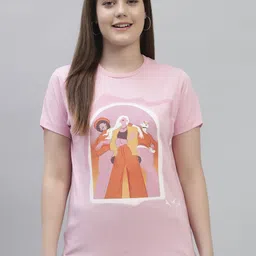 Cantabil Graphic Printed Round Neck Cotton T-shirt-image-11