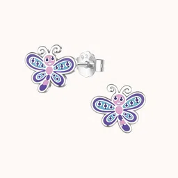 HighSpark 925 Silver Charming Smiley Dragonfly Enamel Studs image 2